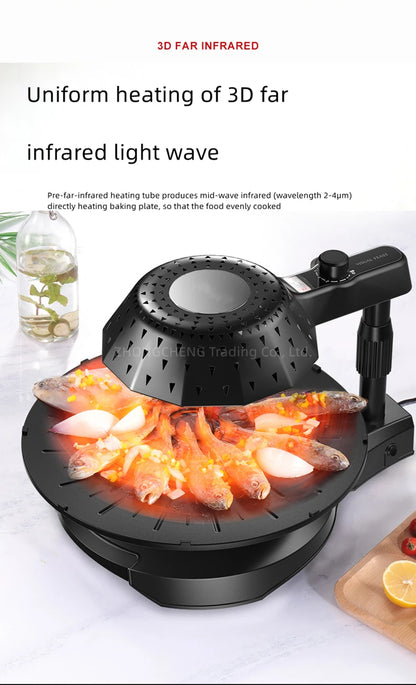 Household 220v 1390w Bbq Oven Indoor Electric Baking Tray Home Smoke-free Non-stick Barbecue Machine Automatically Rotating Baki.