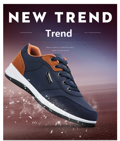 YRZL Men Shoes Spring Autumn Waterproof Walking Sneakers Leisure Male Leather Sports Shoes Non-Slip Footwear Tennis for Men.