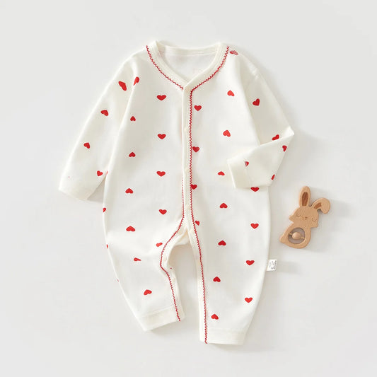 Somenie Baby-Einteiler, Frühling und Herbst, Baumwoll-Pyjama, Jungen- und Mädchen-Baby-Overall, niedlicher bedruckter Body, bequemer Einteiler für Neugeborene.
