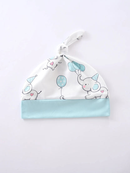 Unisex-Body für Neugeborene + Mütze + Hose, 3-teiliger Anzug für Jungen und Mädchen, niedlicher bedruckter einteiliger Strampler mit Rundhalsausschnitt für alle Jahreszeiten.