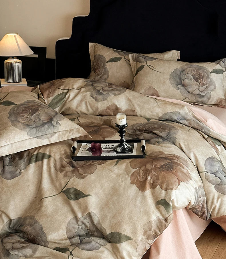 Cotton Bedding Set Luxury Soft Duvet Cover Flat Sheet Pillowcases Single Double Queen King Size Quilt Cover Set.