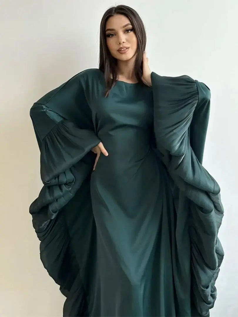 Ramadan Eid Kebaya Muslim Batwing Abaya Damen Dubai Luxury Abayas For Women Kaftan Satin Dress Islam Caftan Marocain Robe Femme.