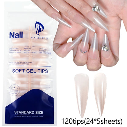 120Pcs Shinny Milk White Press on Nails Medium Almond Fake Gel Nails Glossy Solid Colored Fake Nail Tips Daily Wear Manicure DIY.