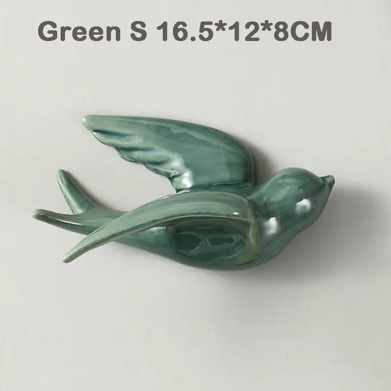 Ceramic Swallows Sparrow 3D Simple Ceramic Birds Murals Wall Hanging Decorations Crafts Home Ornaments Home Wall Sculptures RE