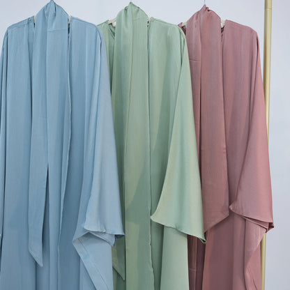 Two Piece Arabic Outfit Set for Muslim Women Elegant Modest Abaya Dress with Inner Ramadan Islamic Coat New Turkish Kaftan Robe