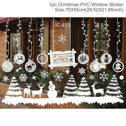 2025 Merry Christmas Wall Sticker Window Glass Merry Christmas Decor for Home Living Room Wall Decor 2026 Happy New Year Sticker