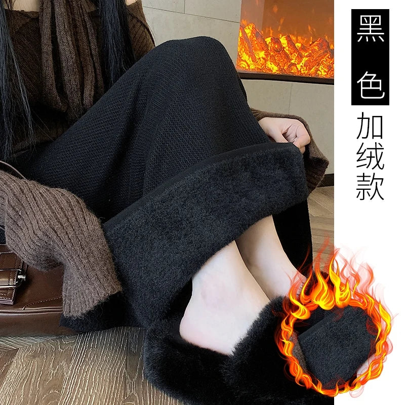 2025 New Thick Knit Midi Skirt High Waisted Straight Hem Bodycon Pencil Skirts for Petite Women Cozy Fall Winter Fashion