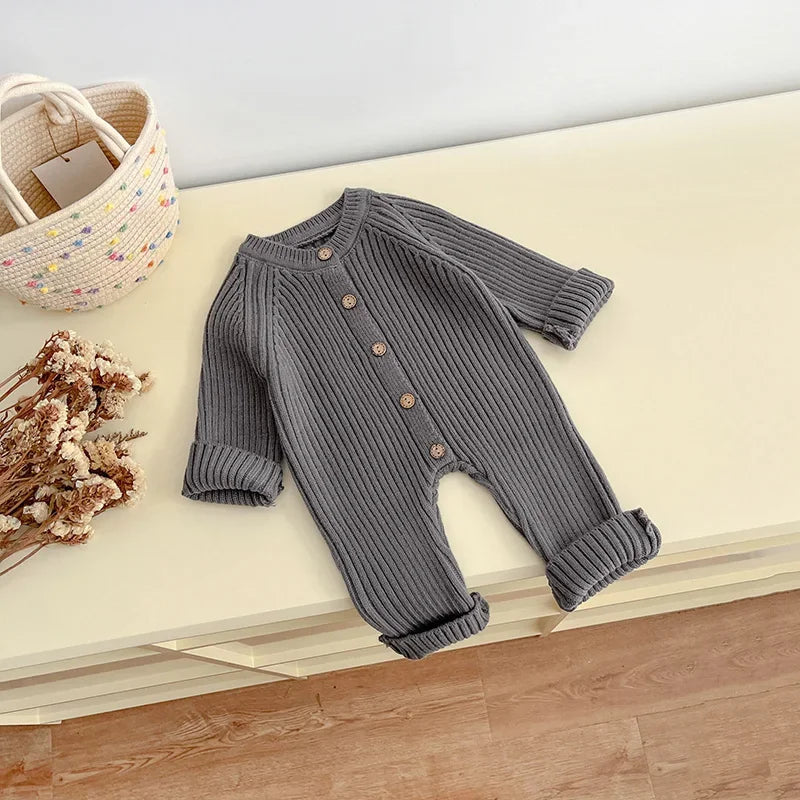 2025 herbst Pullover Neugeborene Mädchen Jungen Ein Stück Kleidung Stricken Strampler Solide Baby Jungen Overall Verdicken Strickwaren Outfits.