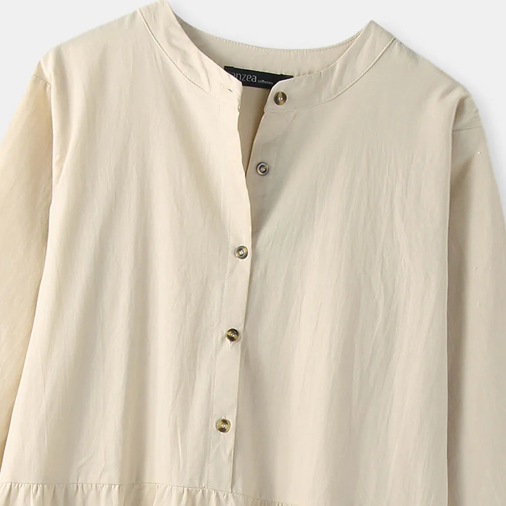 Women's Elegant Solid Cotton Robe Femme 2022 Spring Autumn Bohemian Maxi Dress ZANZEA Casual Long Sleeve Shirt Dresses Oversized