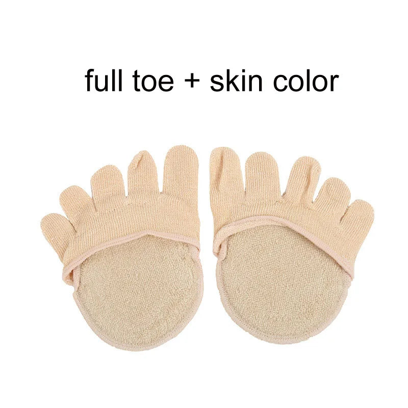 2Pcs=1Pair Toe Separator Foot Care Half Insoles Five Finger Socks Pads Bunion Sleeve Protector Hallux Valgus Forefoot For Women.