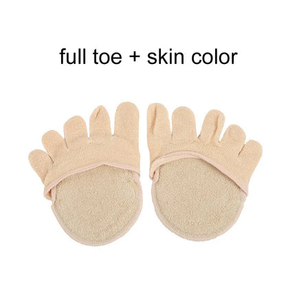 2Pcs=1Pair Toe Separator Foot Care Half Insoles Five Finger Socks Pads Bunion Sleeve Protector Hallux Valgus Forefoot For Women.