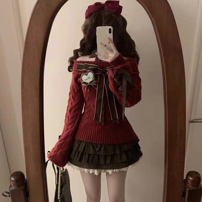 Japanese Sweet Lolita Mini Skirts Women Y2K Kawaii Lace Patchwork Bow Cake Skirt Femme High Waist Preppy All Match A Line Skirts.