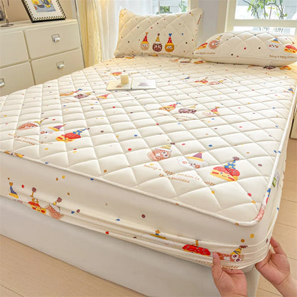 1pc Floral Style Bed Cover Quilted Bedspread Non-slip Mattress Protector Adults Kids Room Bedsheets 매트리스 커버 (No Pillowcase).