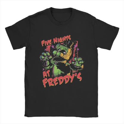 Five Nights Men's T Shirt At Freddys Vintage Tees Short Sleeve Round Collar T-Shirt Pure Cotton Plus Size Clothing.