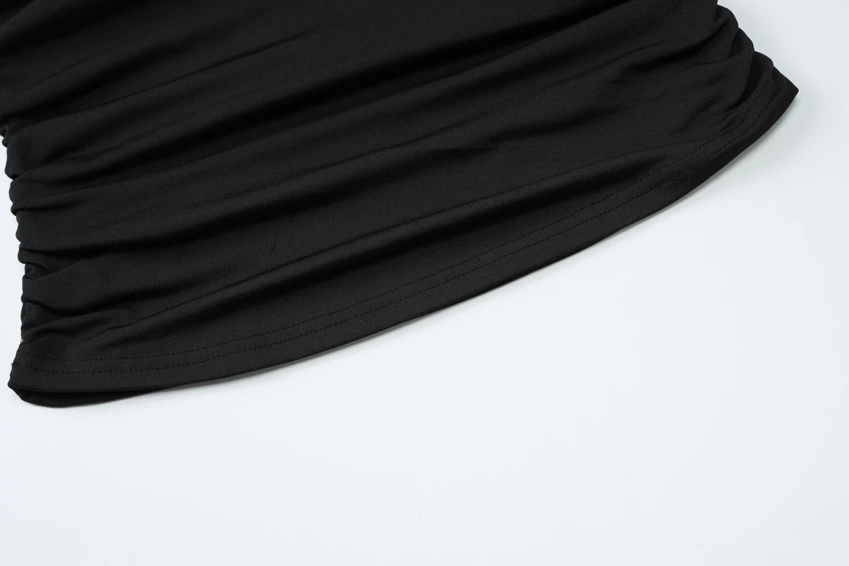 Hugcitar Women'S Fashion Sexy One Shoulder Solid Ruched Sexy Crop Tank Top Summer Clothes Streetwear Party Festival Wholesale.