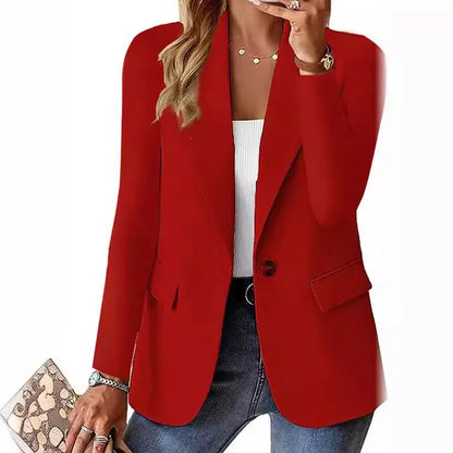 Modische Casual Frauen Blazer 2024 Frühling Herbst Neue Einfarbig Drehen Unten Kragen Langarm Anzug Mantel Elegante Büro Dame.