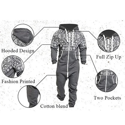 New Custom 3D Full Design Jumpsuit Pajamas Long-sleeved sports pants solid color splicing casual sweater men's zipper hoodie.