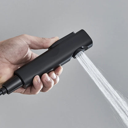 Black Piano Style Shower Set Intelligent Brass Bathroom Faucets Hot Cold Waterfall Tap Rainfall Shower System