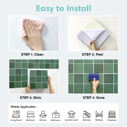 10pcs 3D Decorative Tile Stickers, Self-adhesive 3D Wall Stickers for Kitchen and Bathroom, Water Mold Resistant, 30x30cm