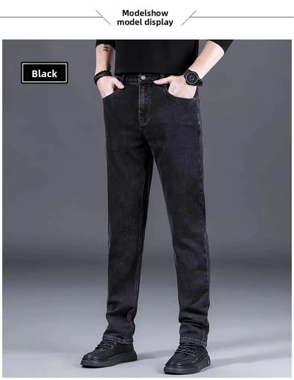 High-End Fashionable Men's Straight Leg Casual Jeans Trendy Loose Fit Autumn Winter New Arrival Versatile Long Trousers.