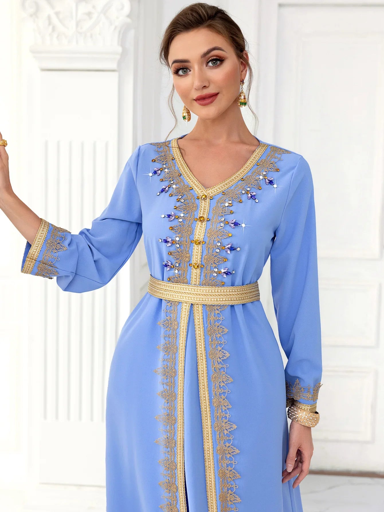 Schlanke Diamant Frauen Kleid türkische Bescheidenheit Robe elegante Mode langes Kleid arabische muslimische Kleid Abaya Langarm islamische Kleidung.