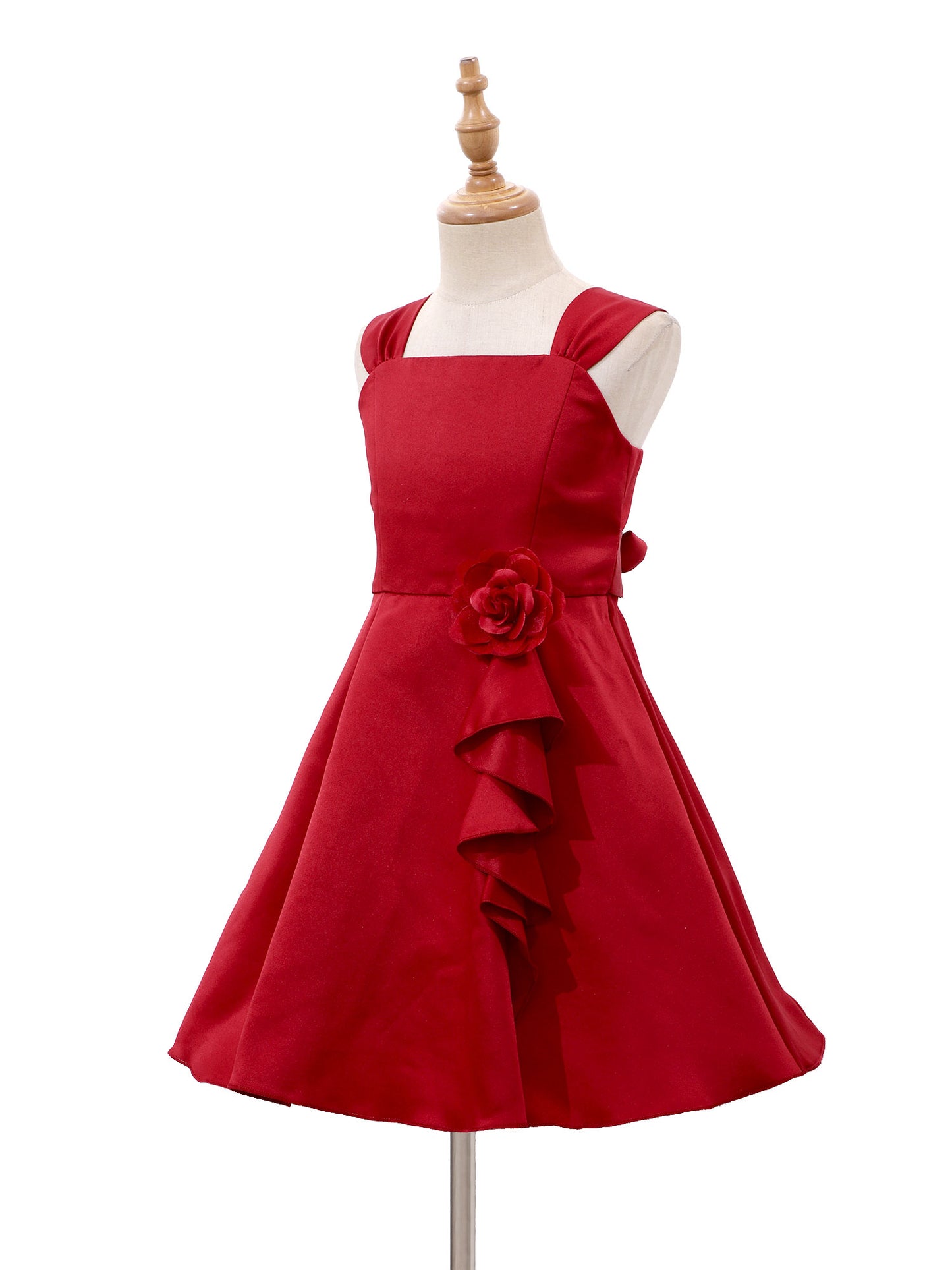 Mädchen Sommer ärmelloses Prinzessinnenkleid Elegantes Satin Hochzeit Brautjungfer Partykleid Große Schleife A-Linie Tutu für Geburtstagsabend