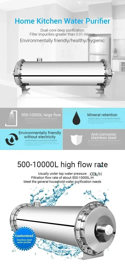 DIVEDEER 304 Stainless Steel Water Purifier PVDF Ultra Filtration Water Purifier Commercial Home Kitchen Direct Drinking Filter.
