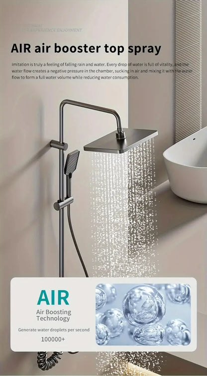 Bathroom Luxury Shower System with Tempered Glass Piano Key Smart Digital Display Thermostat Mixer Shower Faucet Full Set