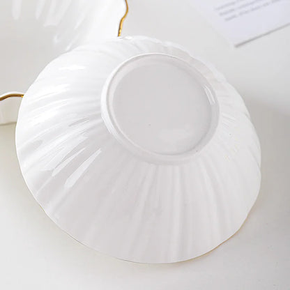 European high-end gold edged ceramic bowl, fruit salad bowl, household breakfast rice noodle bowl, hotel restaurant tableware.