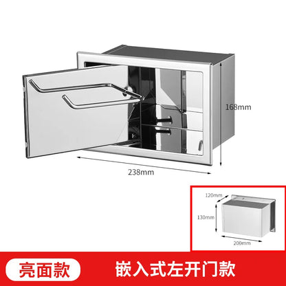 Einbau-Toilettenpapierrollenhalter in Mattschwarz, Aufbewahrungsbox für Seidenpapier aus Edelstahl für Badezimmer, Küche