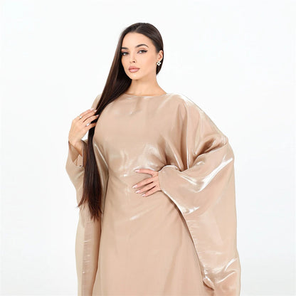 Batwing Butterfly Satin Abaya Dubai Luxury Muslim Kaftan Maxi Dress Abayas For Women Kebaya Robe Caftan Marocain Femme Vestidos.