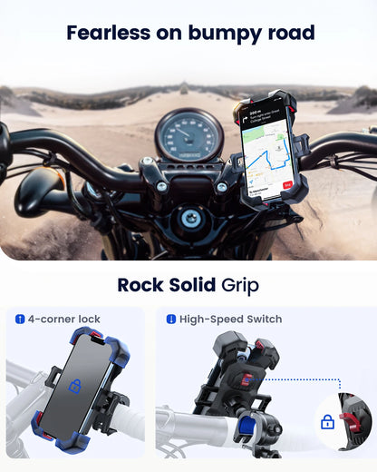 Joyroom Universal Bike Phone Holder 360° View Bicycle Phone Holder for 4.7-7 inch Mobile Phone Stand Shockproof Bracket GPS Clip.
