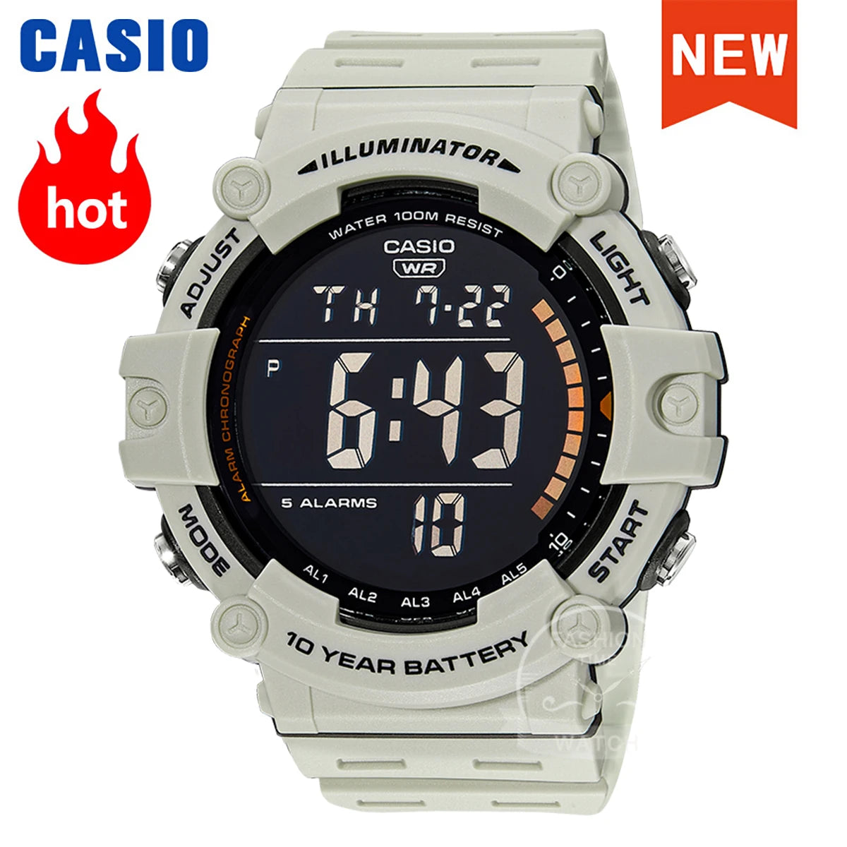 Casio Men's Watch Large Dial Sporty Model Stylish Cool Multifunctional Watches AE-1500WH-8B2.