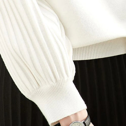 Women Half High Collar Base Sweater Autumn And Winter Casual Solid Knitted Tops Pit Stripe Long Sleeved Pullover Sweaters.