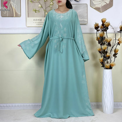 2025New High-Quality Dubai Muslim Abaya for Women Dress Islamic Turkey Femme Clothing Long Sleeve Loose African Dress With Scarf.