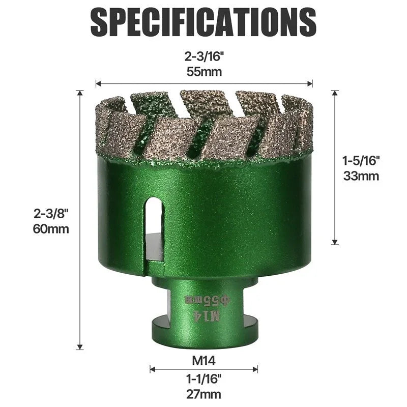 6–130 mm M14-Gewinde, trocken, vakuumgelöteter Marmor, Mauerwerk, Lochsäge, Öffner, Diamantbohrkrone für Keramikfliesen, Granit, Marmor