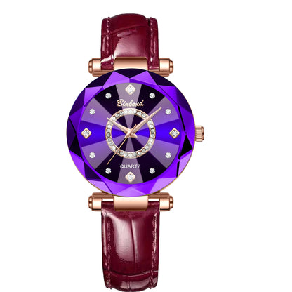 BINBONDN10 Women's Watches Elegant Fashion Original Quartz Watch for Lady Heart of the Ocean Design Waterproof Luminous Diamond