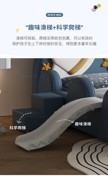 120 x 200 cm, blaues King-Size-Einzelbett, Doppelrahmen, luxuriös, 150 x 200 Heimpadder, Kinderbett, Kopfteil, zum Spielen auf einer Rutsche, Schlafzimmermöbel