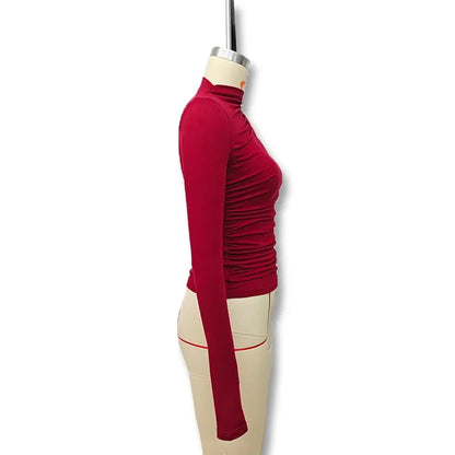 Fashionable Solid Color Women's Polo/Turtle Neck Top 2024 Autumn/Winter New Arrival Slimming Effect Long Sleeve T-Shirt