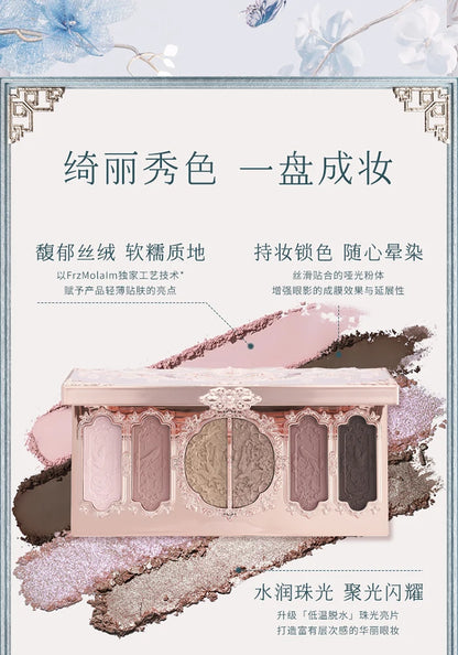 Flower Knows Butterfly Cloud Collar Collection Embossed Six-color Eyeshadow Palette Matte Shimmer Glitter Eye Makeup Cosmetics.