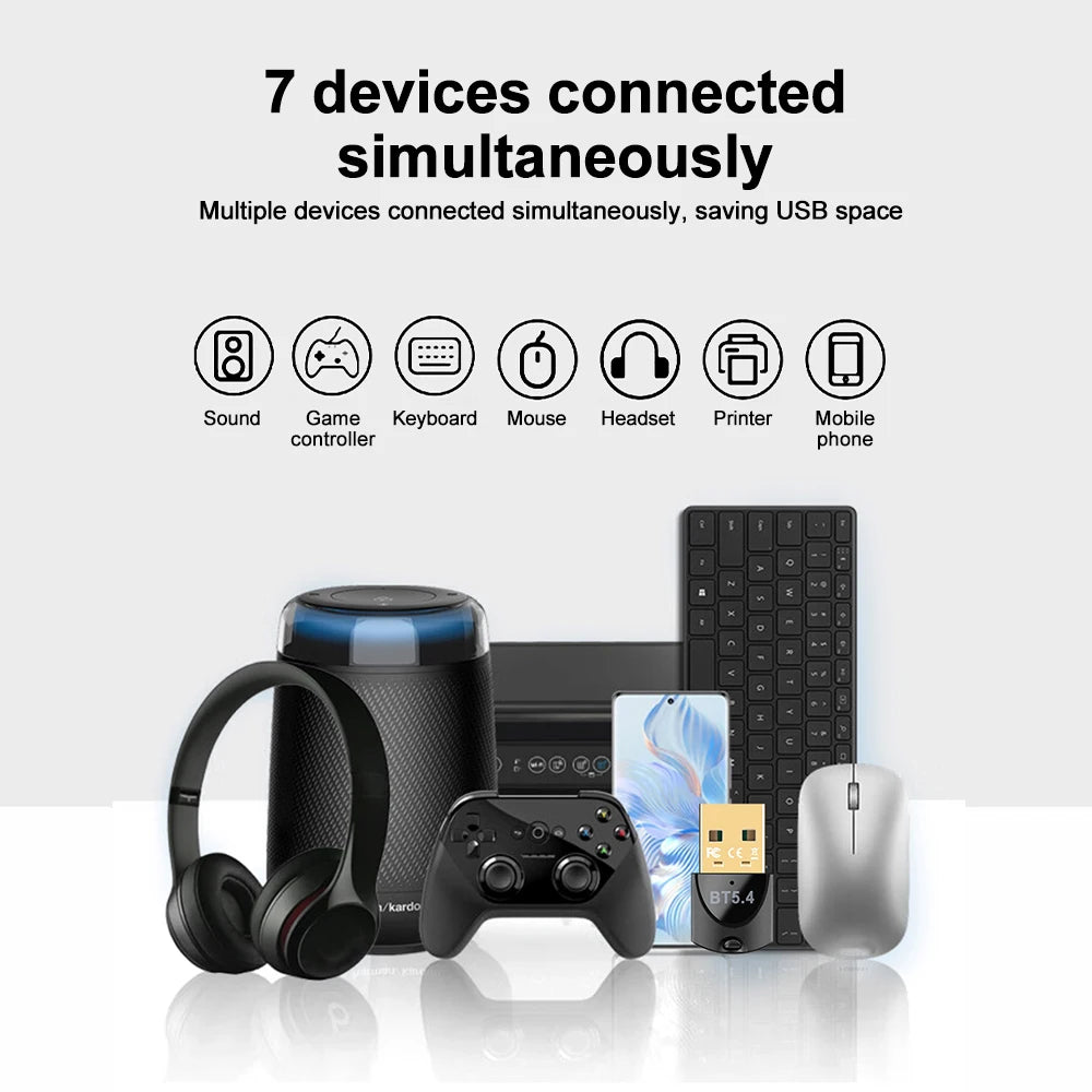 USB Wireless Bluetooth Adapter Bluetooth 5.4 for PC Dongle Adaptador Wireless Mouse Keyborad Music Audio Receiver USB Transmitt.