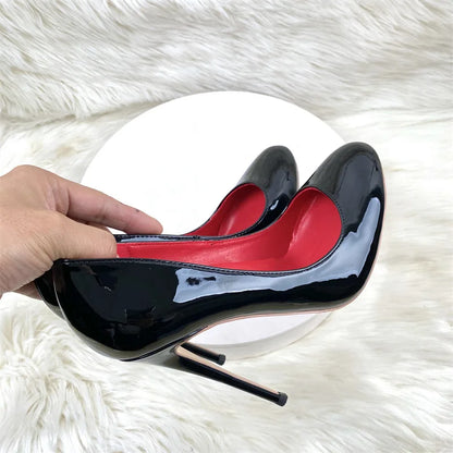 Brand Women Single Shoes 10CM 12CM Super High Heels Fashion Round Toe Stilettos Spring Autumn Female Daily Work Pumps Plus Size.