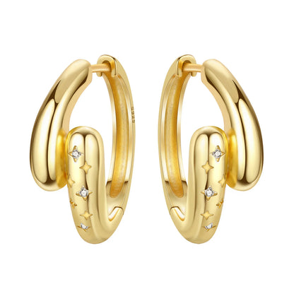 Original 2025 S925 Sterling Silver Zircon 18K Gold Lining Vintage Hoop Earrings for Women Birthday Party Wedding Gift Jewellery