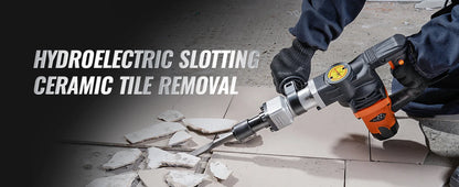 VEVOR Hochleistungs-Betonbrecher Abbruchhammer 1400 W, 19 J Schlagkraft Elektroabbruchhammer, Bohrhammer Betonhammer Stemmhammer 2900 BPM, inkl. Spitzmeißel, Flachmeißel, für Schiefer, Beton usw.