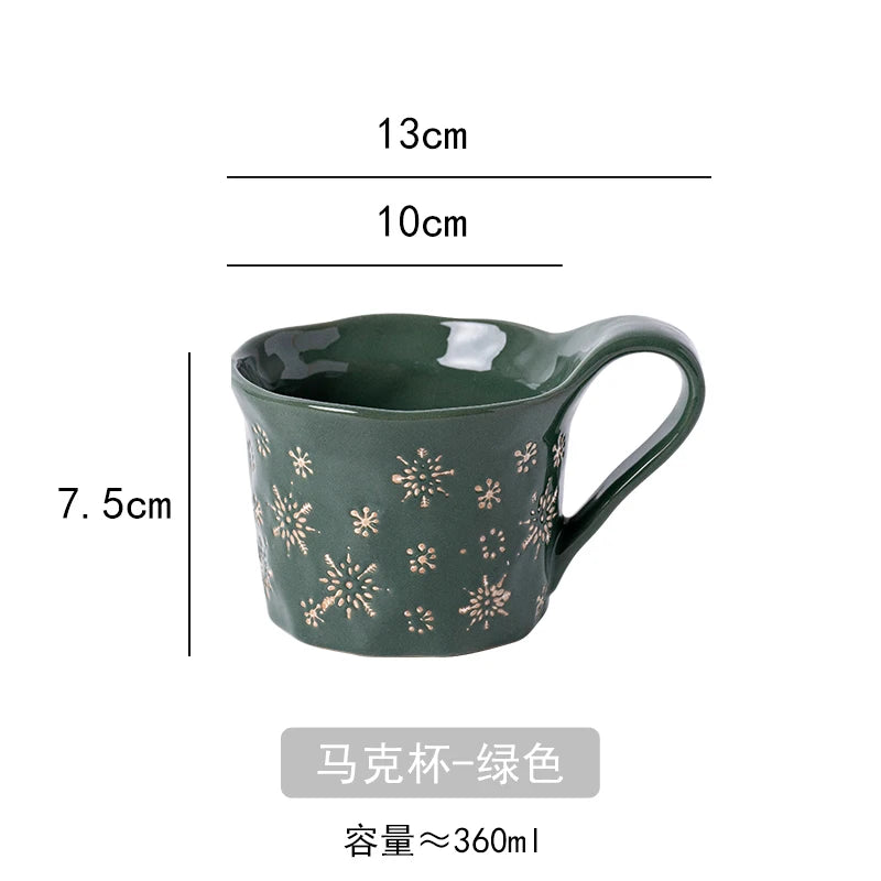 1PC Exquisite Christmas Tableware Ceramic Plates Fruit Salad Plates Breakfast Milk Mugs Household Kitchen Ceramic Noodle Bowls.