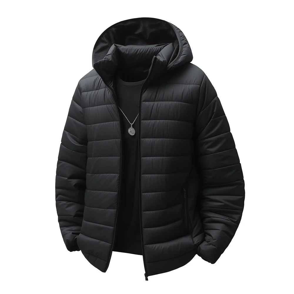 New Winter Fleece-Lined Thickened Cotton Coat Business-Casual Windproof Warm Lightweight Fashionable Hooded Jacket Sports Jacket.
