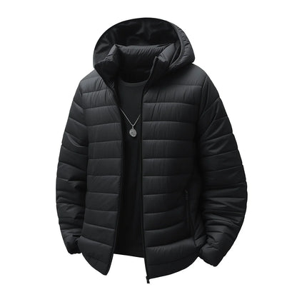 New Winter Fleece-Lined Thickened Cotton Coat Business-Casual Windproof Warm Lightweight Fashionable Hooded Jacket Sports Jacket.