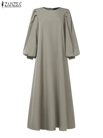 Muslim abaya ZANZEA Autumn Sundress Women Dress Hijab Dresses.