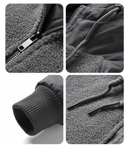 Outdoor Hiking Jacket Winter Fleece Windproof Camping Fishing Hooded Jacket Male Thick Warm Trekking Climbing Skiing Casual Coat.