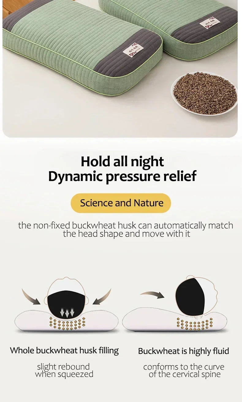 Sobakawa Traditional Buckwheat Standard Size Pillow Organic Cotton with Natural Technology for Cool Sleep Bed Sleep Pillow.